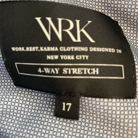 Wrk Shirt Mens Size 17 Button Down 4 Way Stretch Blue‎ Work Rest Karma Comfort - Picture 6 of 10